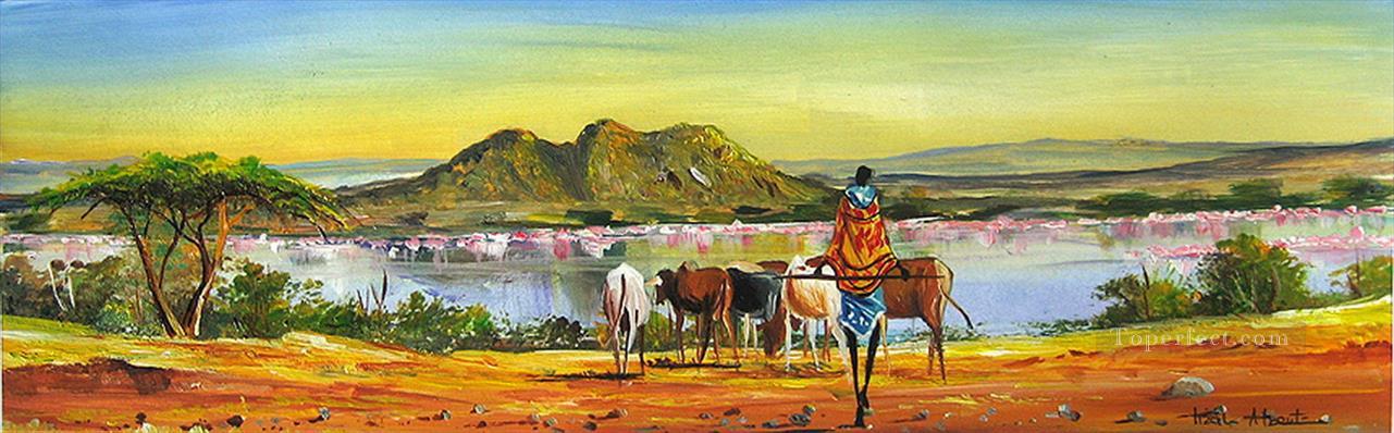 Près du lac Nakuru de l’Afrique Peintures à l'huile
